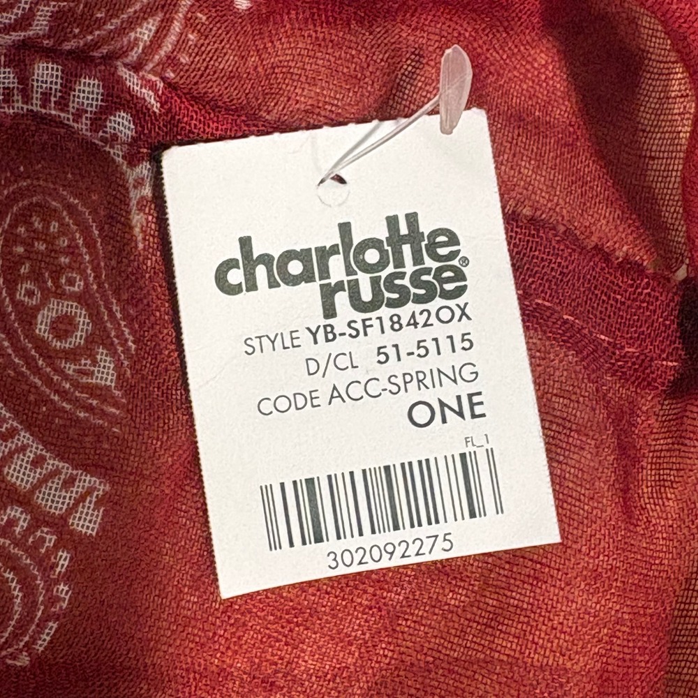 Charlotte Russe Infinity Scarf Red Paisley And Houndstooth Dark Academia - Picture 6 of 6